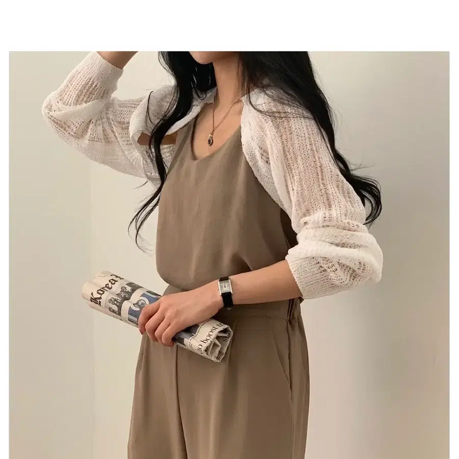 시스루 가디건 화이트 볼레로
