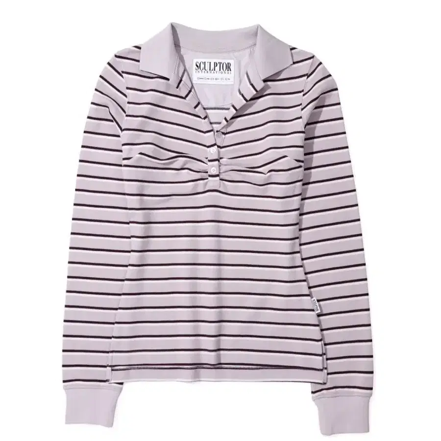스컬프터 Shirring Tennis Shirt Lavender Stripe