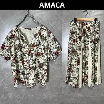 AMACA 아마카 꽃무늬 블라우스 스커트 셋업 사이즈 38