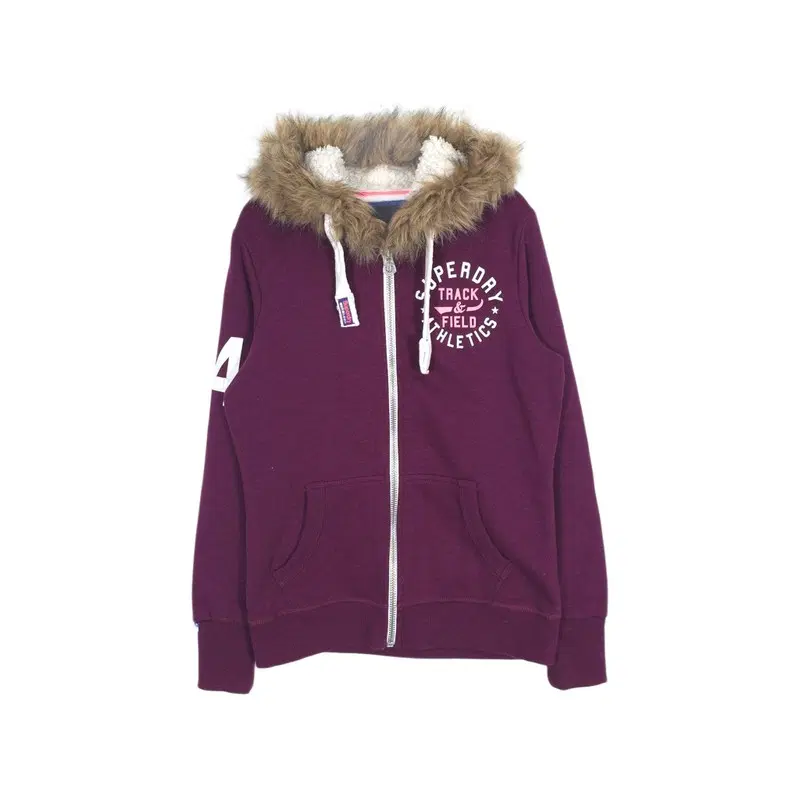 Superdry 트랙앤필드 퍼후드 버건디 집업 XS