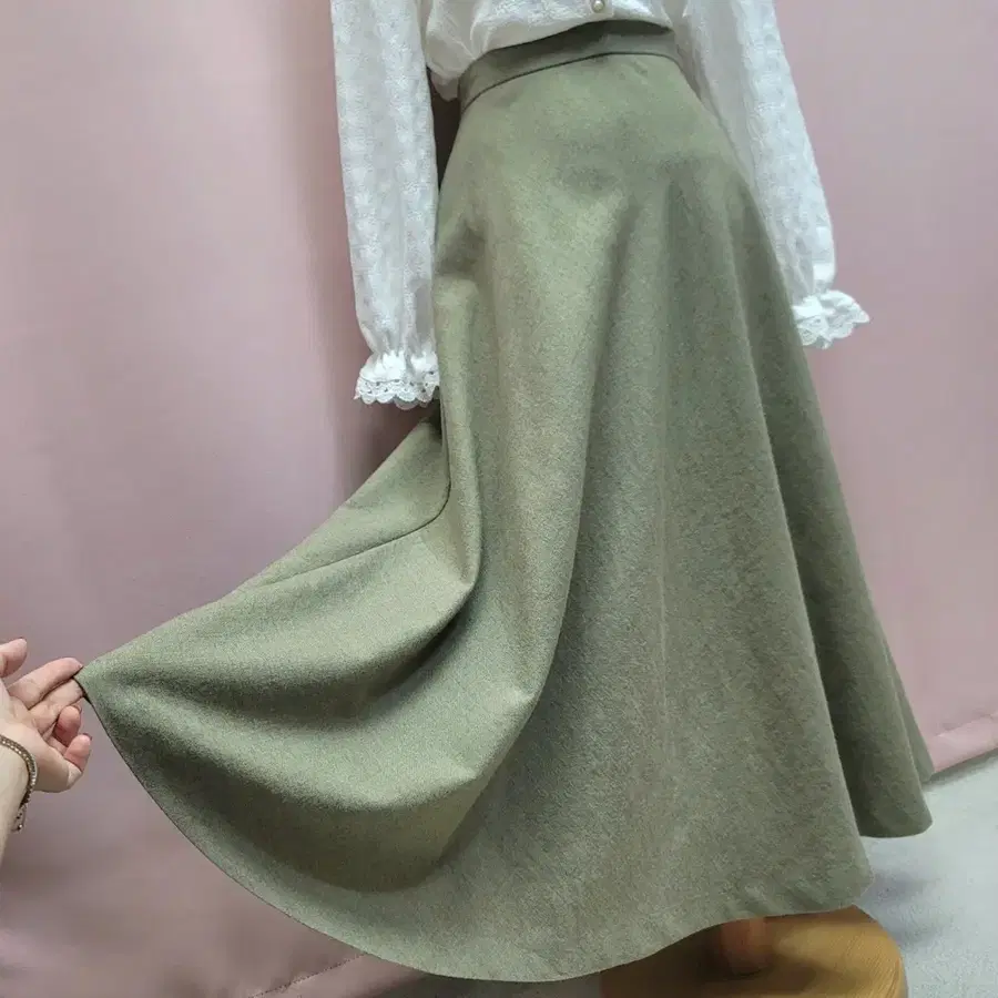 Aylesbury 뉴 울100% 플레어 롱스커트 일본수입빈티지