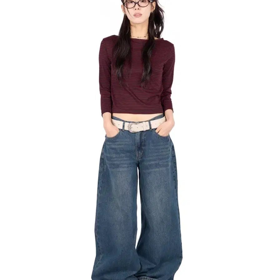 릿킴 retro wide low jeans 청바지