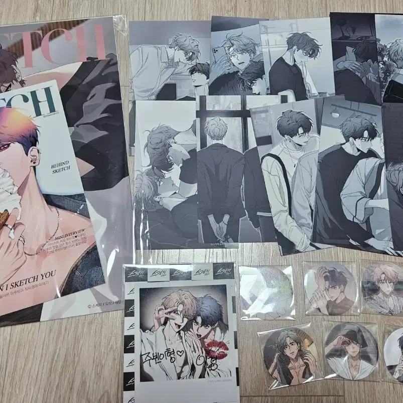 스케치 미니잡지 엽서 원형 코스터