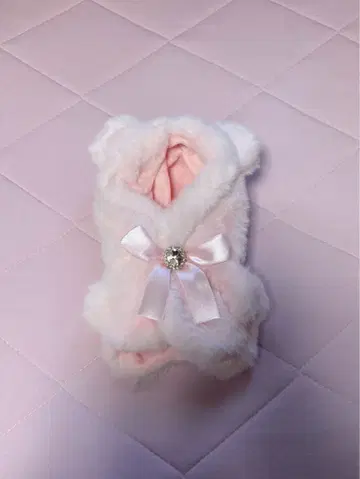 봉제인형 마스코트용 핑크 곰 인형옷 귀여운 복슬복슬 봉제인형 옷 갈아입기