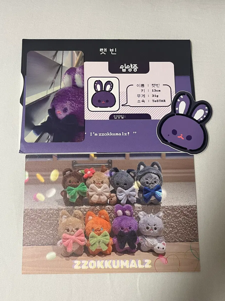쪼꾸멀즈 특전 래빈 랫빈 엽서 입양증 데못죽