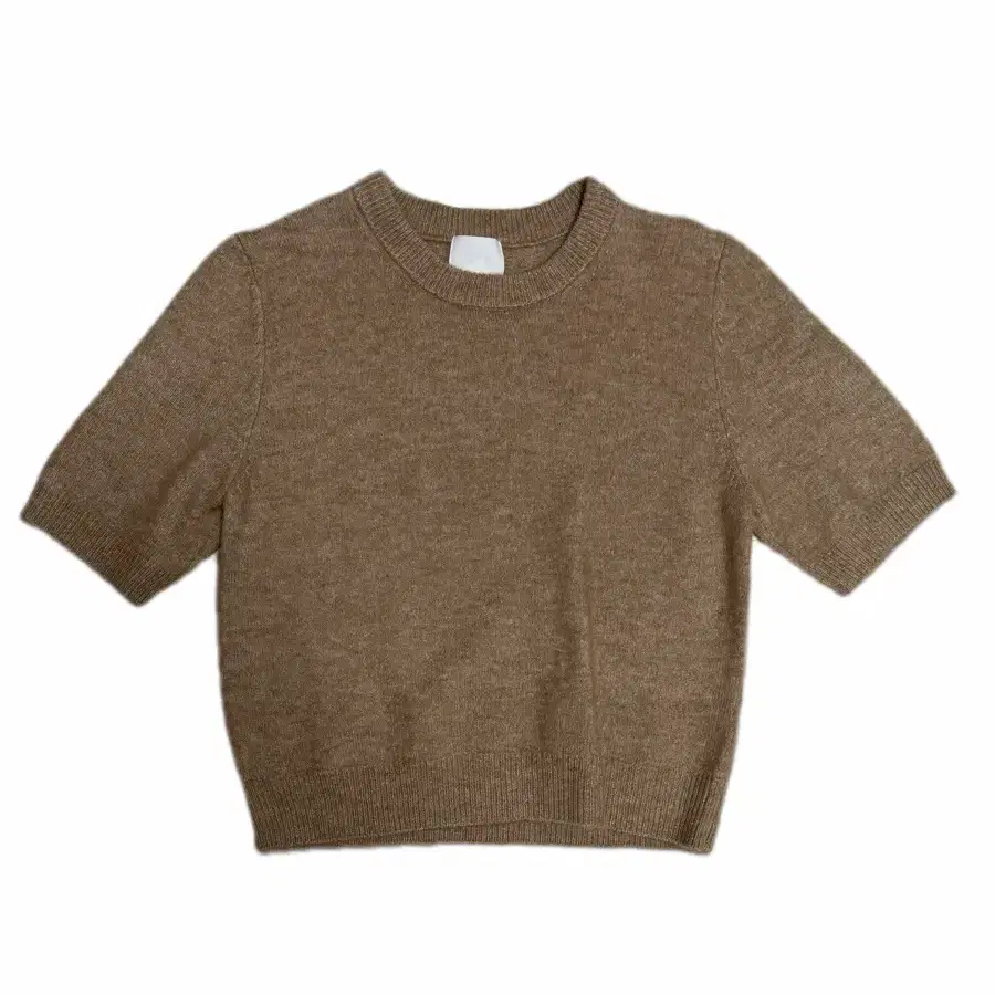 H&M 브라운 라운드넥 반팔 니트