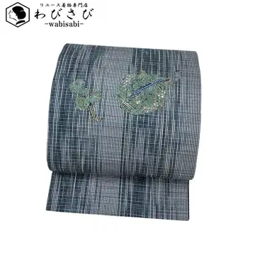 후쿠로 오비 물고기 무늬 아귀 세로 무늬 직조 무늬 금실 O-3837