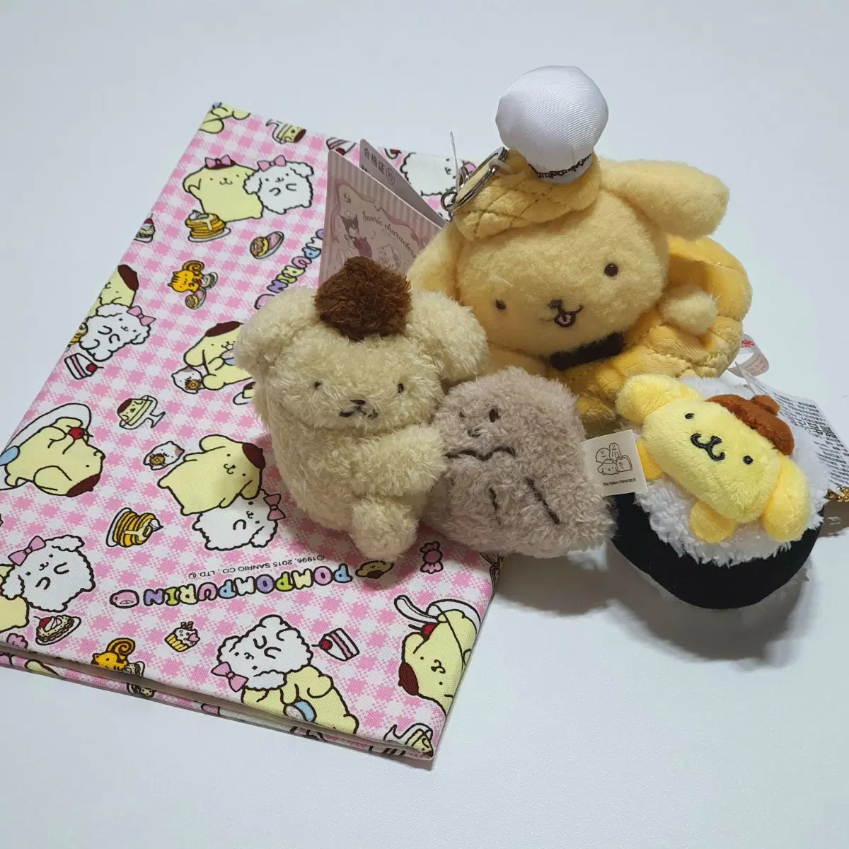산리오 폼폼푸린 인형 마스코트 고전 원단 4개 일괄 (대만 butters 김밥 베이킹 디저트)