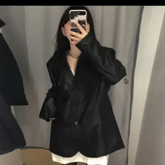 애니원모어 레더 블레이저 자켓