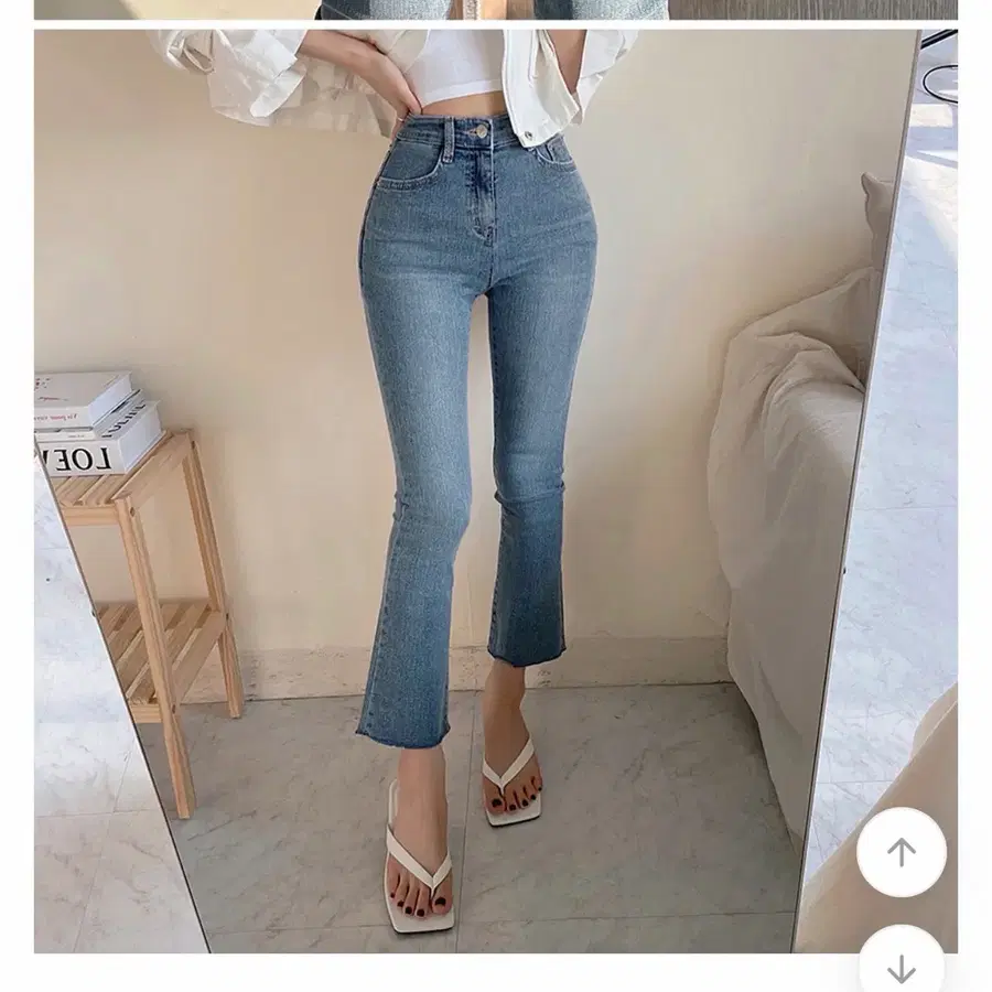 모디핏 8부 세미부츠컷바지 애쉬그레이 s