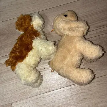 강아지 봉제 인형 2체 세트 파우치