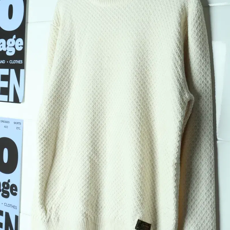 (XL-2XL) 후아유 맨투맨 티셔츠 와플 아이보리 Y2K-H39574