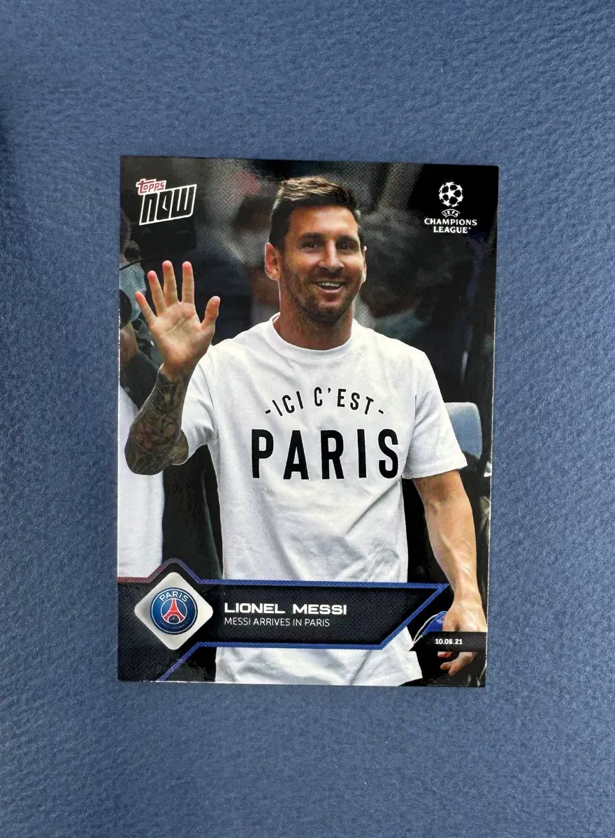 2021 Topps Now UEFA Champ 리오넬 메시 PSG Arrives in Paris