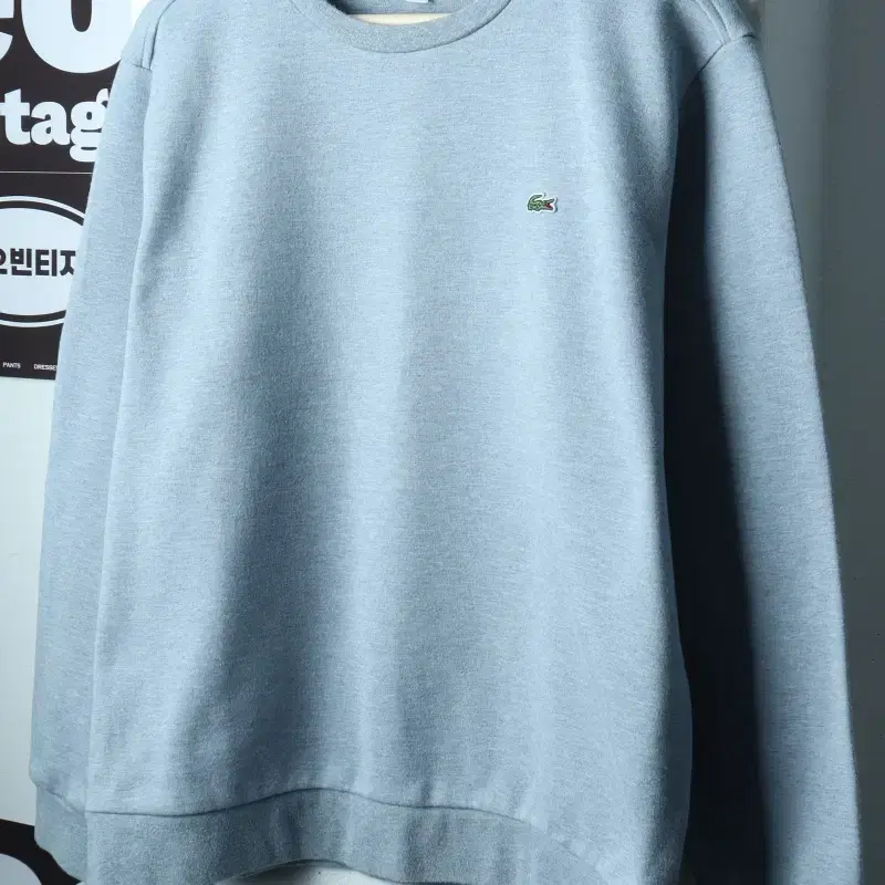 (L-XL) 라코스테 맨투맨 티셔츠 스몰로고 그레이 놈코어-H39621