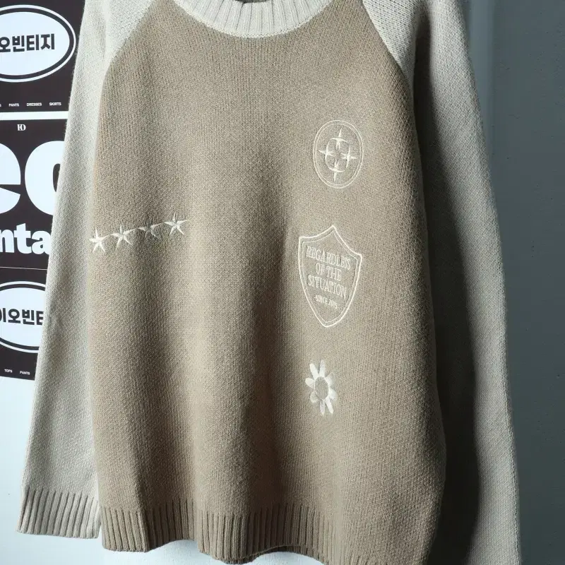 (M-XL) 꼼파뇨 니트 나그랑 블록코어 베이지 스트릿-H39635