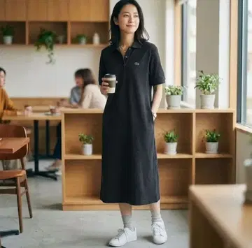 [새상품급] LACOSTE 라코스테 폴로 셔츠 원피스 블랙 사이즈 34