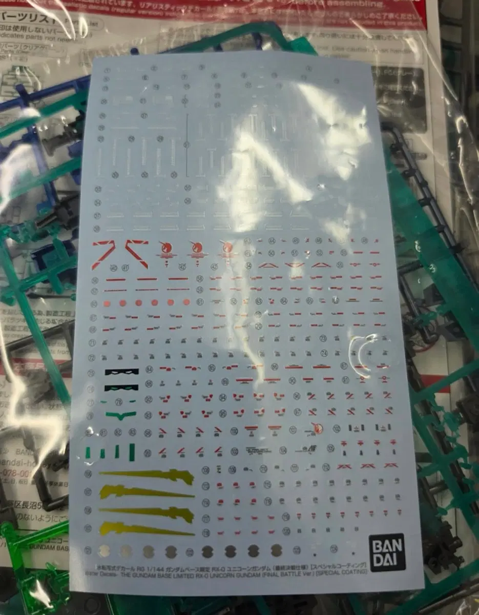 반다이 rg 유니콘, 페넥스, 밴시, 뉴, 하이뉴, 사자비, 시난주 등 데칼