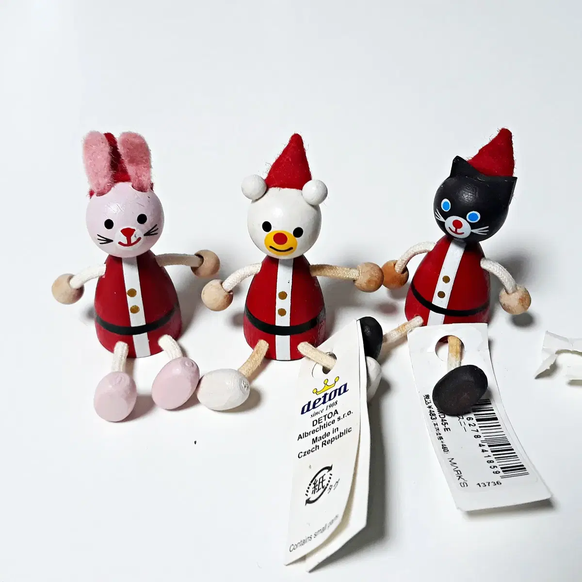 [5개세트] 일본 MARK'S 목각 인형 / 곰, 토끼, 고양이