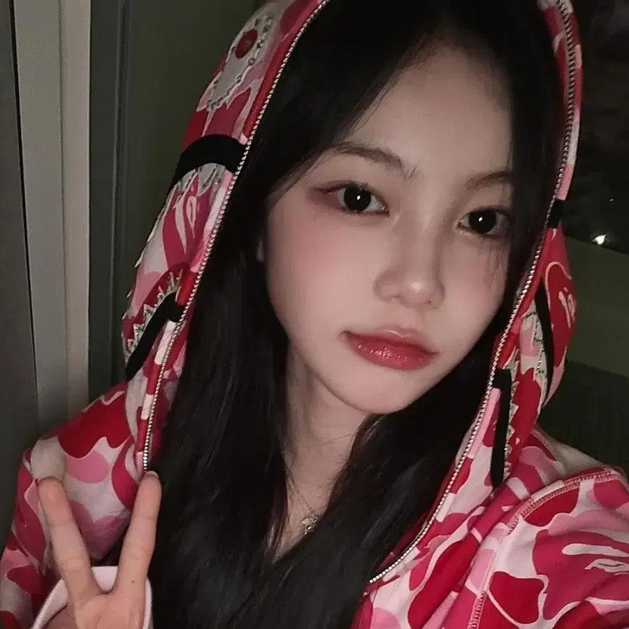 베이프 abc카모 크리스탈 크롭 후드 핑크(s)