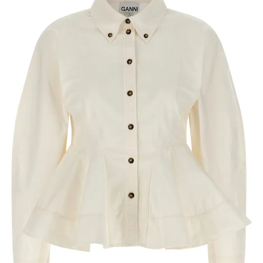 [38 EU] GANNI 페플럼 셔츠 W1002135 WHITE