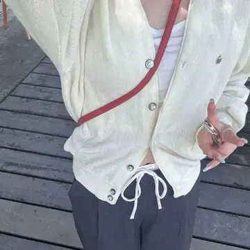 IZOD LACOSTE 가디건 화이트