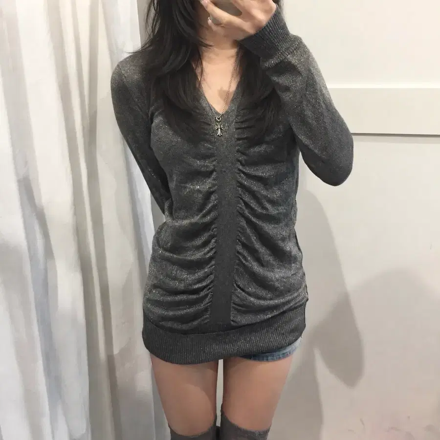 Vintage 오네갸루 펑크 글리터 셔링 원피스