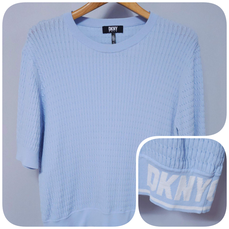 DKNY 스카이블루 골프 라운드 니트 여성L