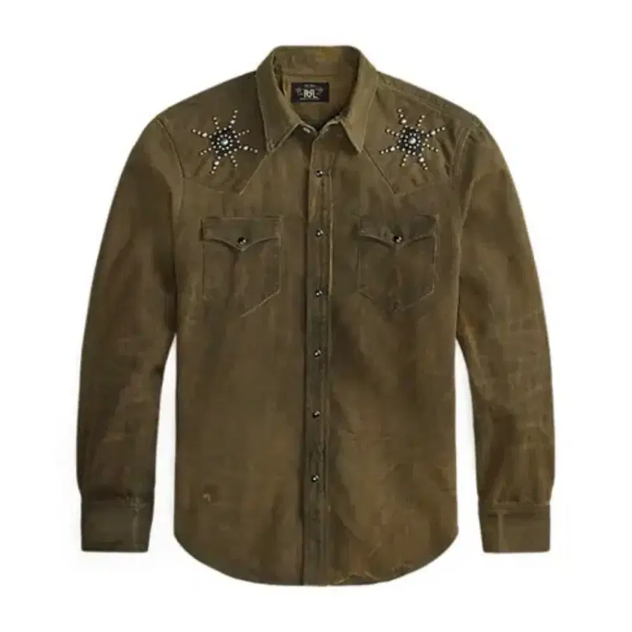 RRL 스터드 데님 웨스턴 셔츠 (L)