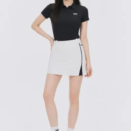 여26-27/PXG 22SS 배색 랩스타일 골프 스커트
