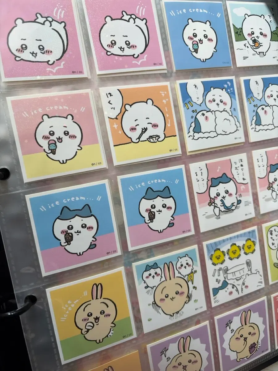 치이카와 사각 씰 스티커 하치와레 우사기