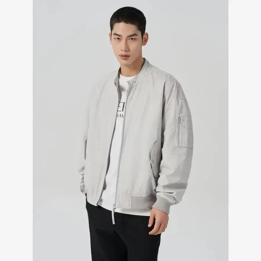 신품_(XL)에잇세컨즈 스프링 코튼 집업 블루종 아이보리