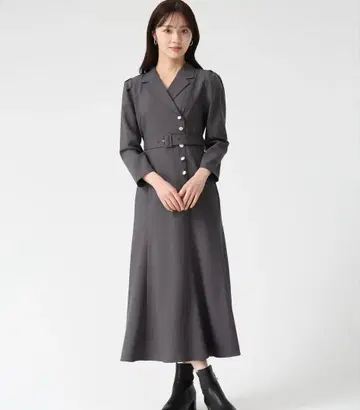 31 Sons de mode 카라 부착 세미 머메이드 원피스 차콜 그레이