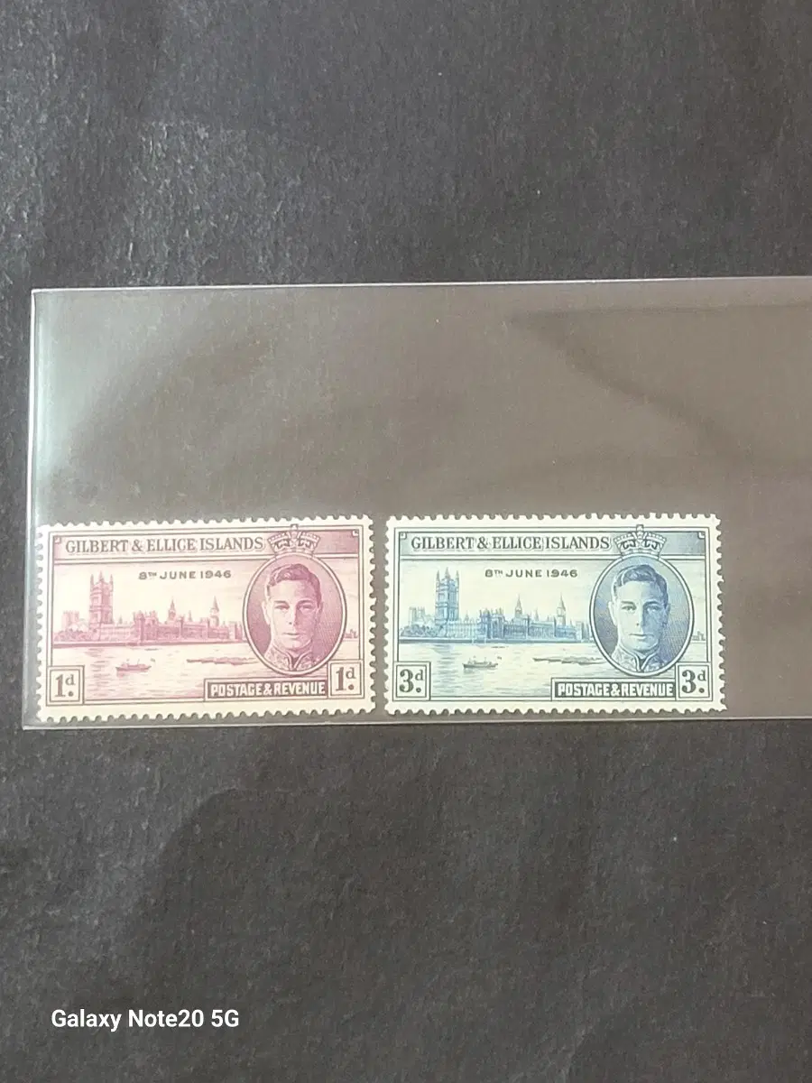 1946년 킹조지6세 길버트방문기념 우표 2종Gilbert &Ellice Islands