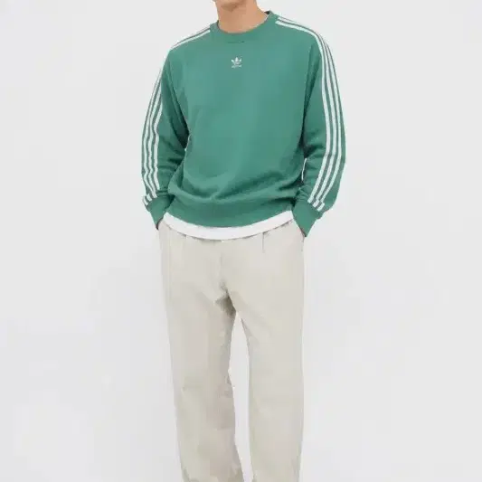 남S/아디다스 민트 컬러 3S 맨투맨