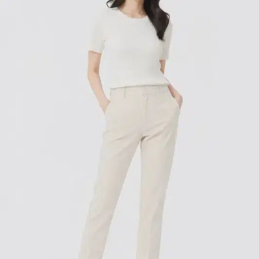 여25/우드세이지 테일러핏 크림 팬츠