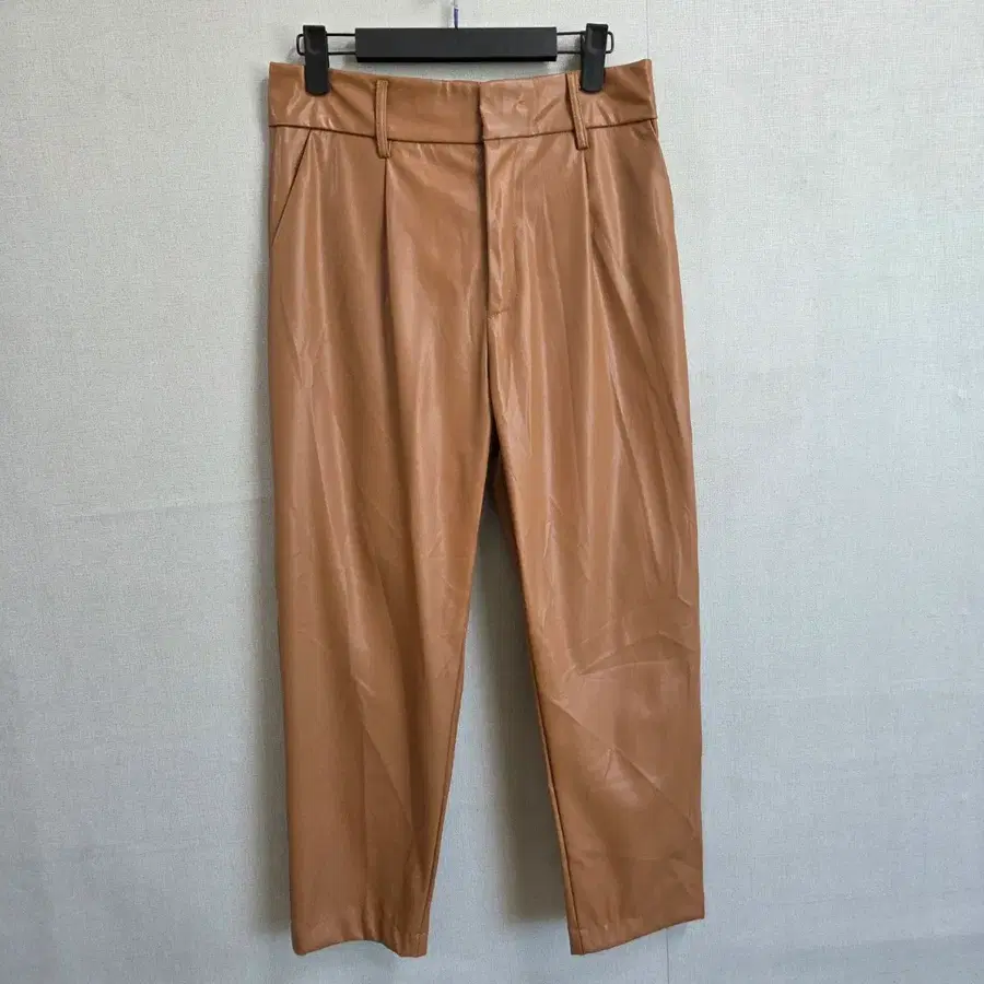 HEIN 여성 페이크 레더 팬츠 카멜 M JJ4152