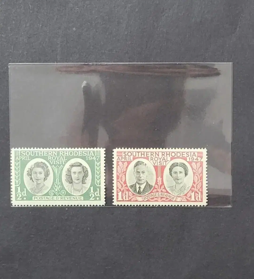 1947년 영국 킹조지6세, 엘리자베스여왕 왕실 아프리카 방문기념 우표 2종