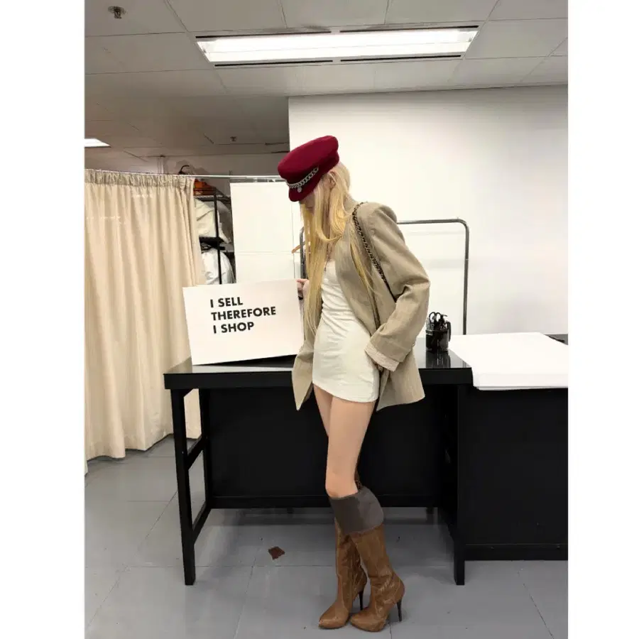 RASE LE SOL 자켓 카키색 피크 라펠 더블 브레스트 루즈핏 패드 숄더 블레이저