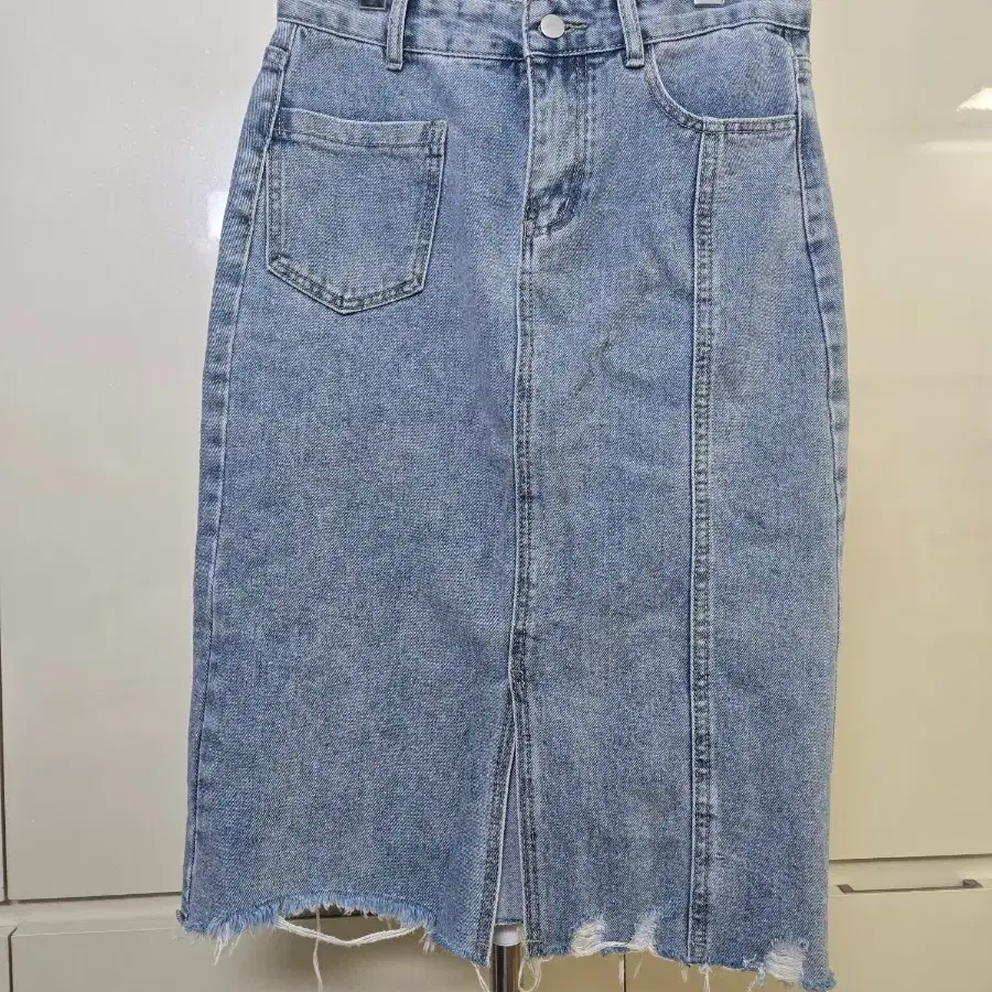 청 데님 롱 스커트