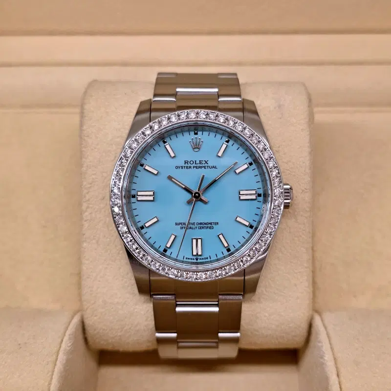 롤렉스 오이스터 퍼페츄얼 34mm 스틸 민트 다이얼 다이아