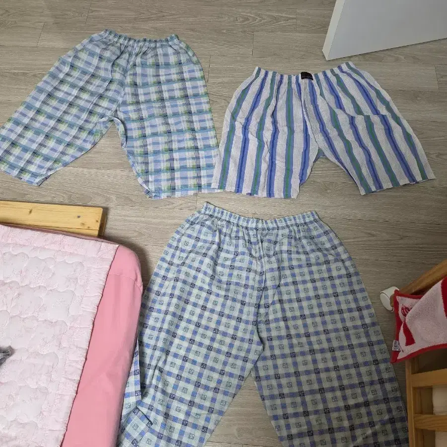 남성 체크무늬 7부 바지