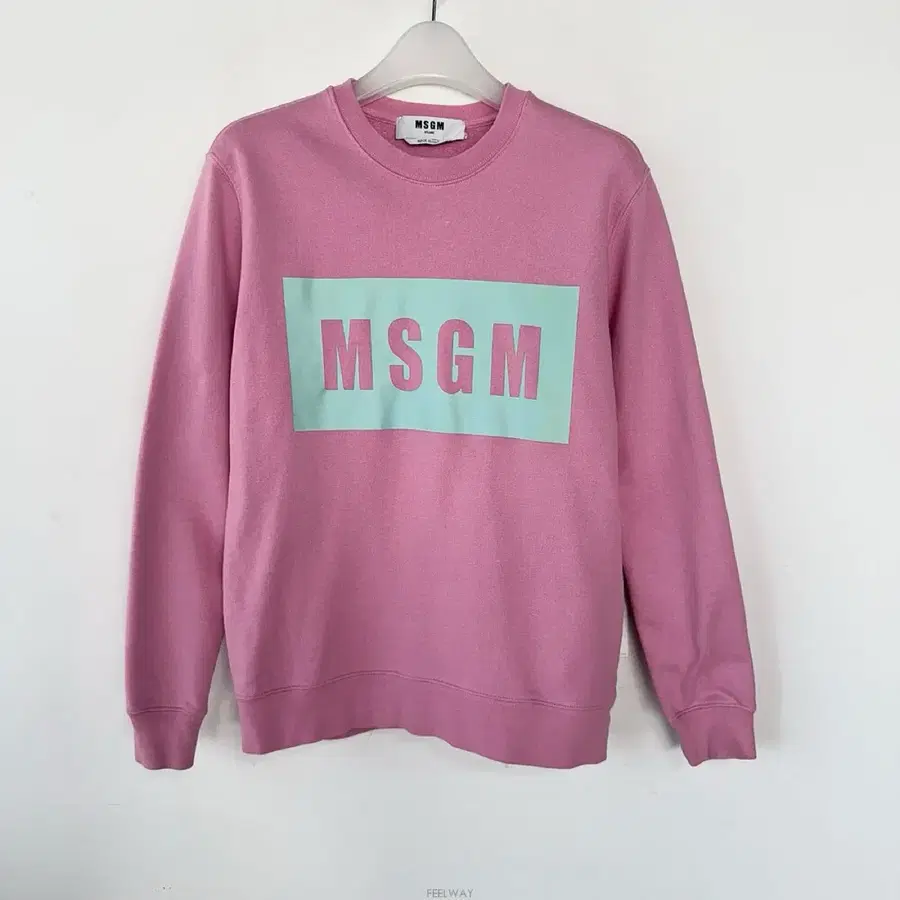 MSGM 박스 로고 핑크 스웨트셔츠