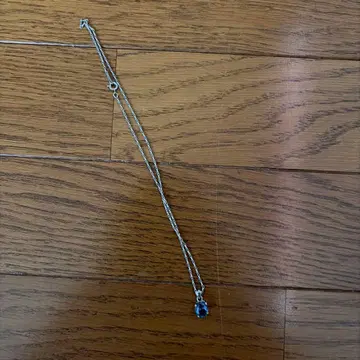 오벌컷 블루칼라 스톤 목걸이 실버 컬러