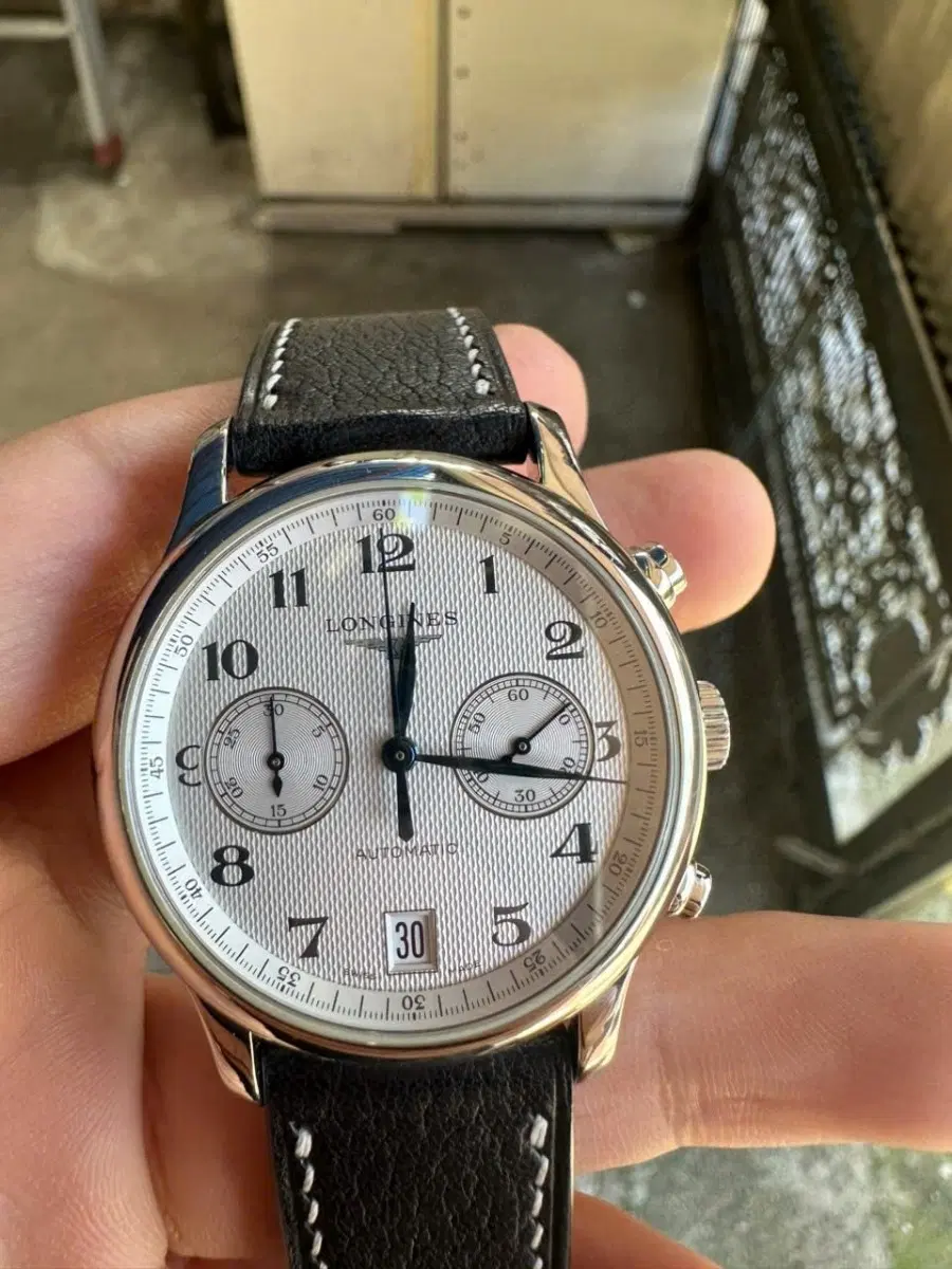 롱지네스 자동 크로노그래프 실버 남성 시계 40mm