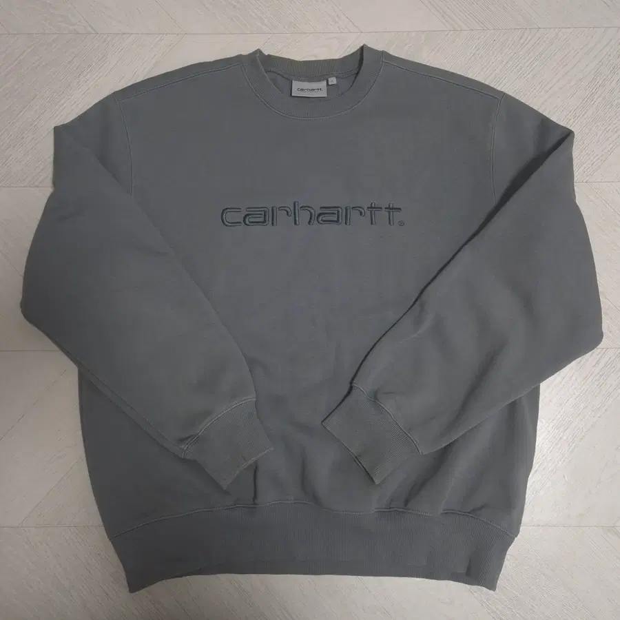 칼하트 WIP 로고 자수 기모 크루넥 맨투맨 그레이 L