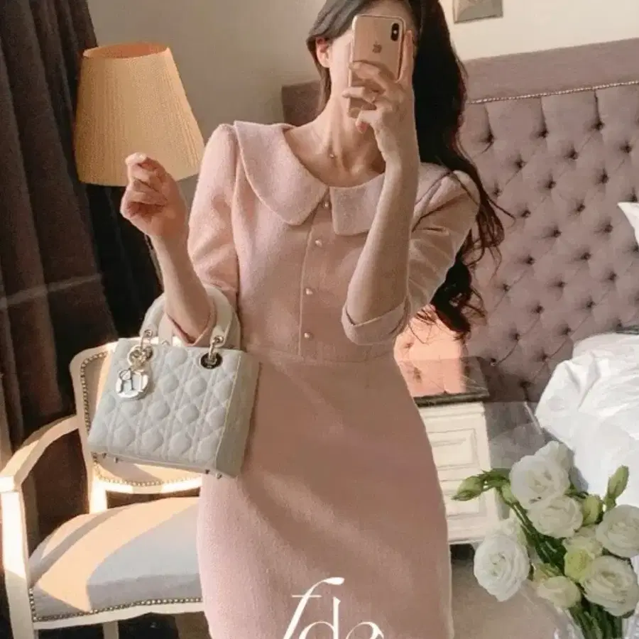 H 라인 핑크 미니 원피스