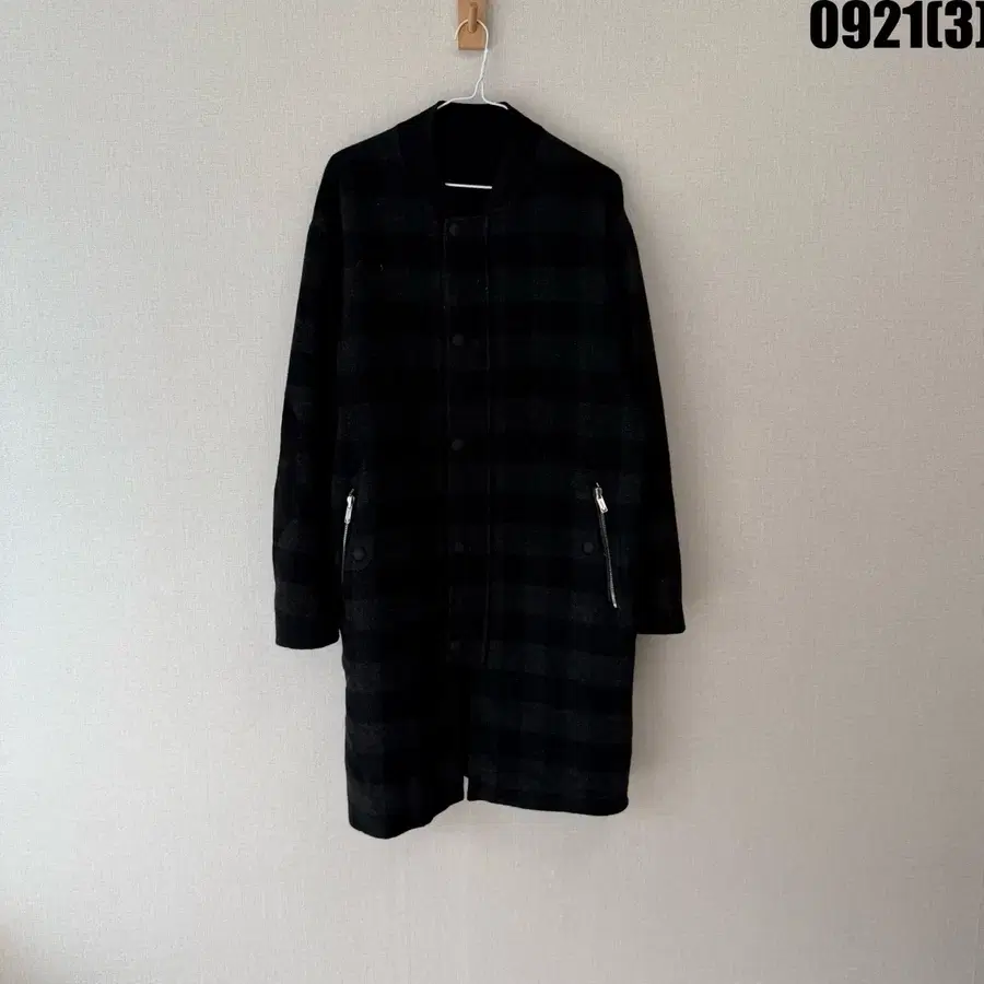customellow 체크 패턴 코트 블랙 L