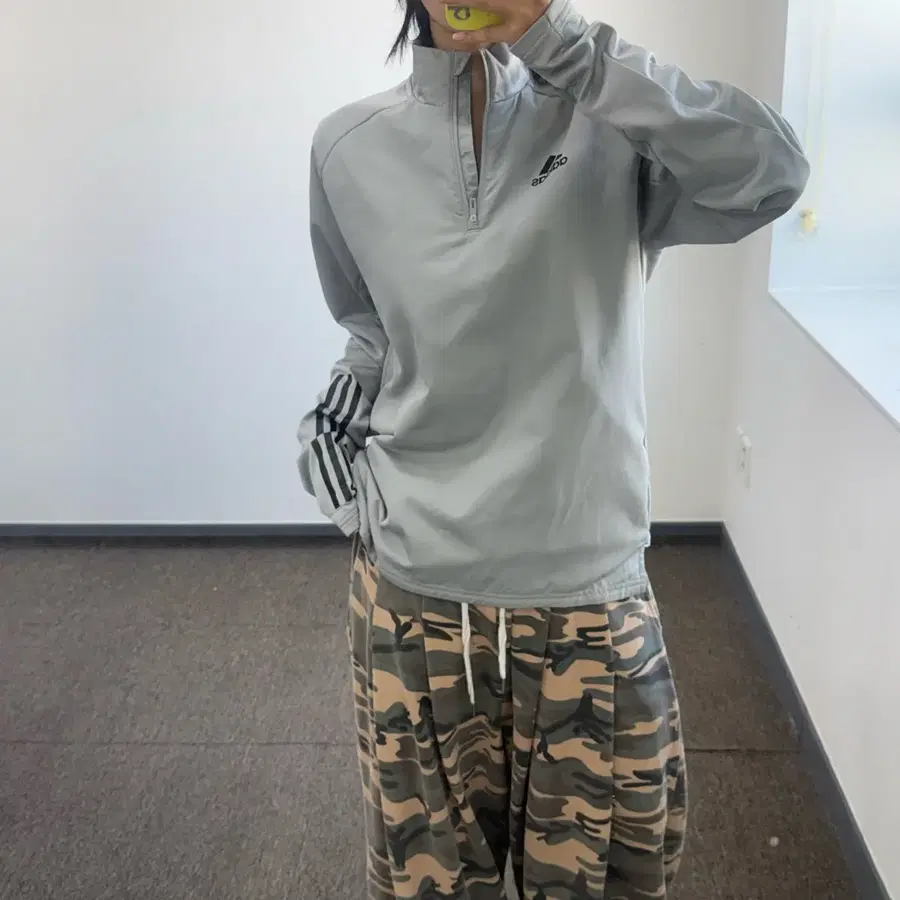 Adidas 아디다스 그레이 반집업 롱슬리브