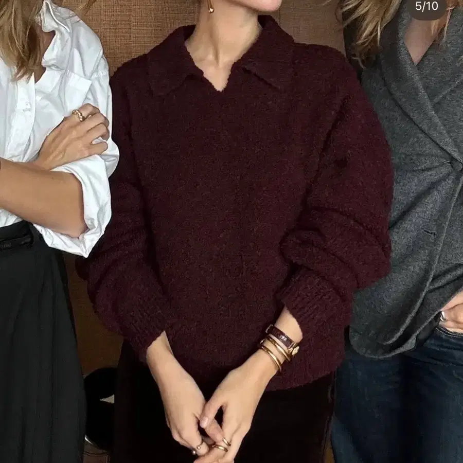 게드 BOUCLE KNIT COLLAR SWEATER