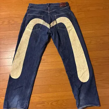EVISU No.2 LOT2001 38 x 35 화이트 블랙 대흑 구제 의류 에비수 에비수